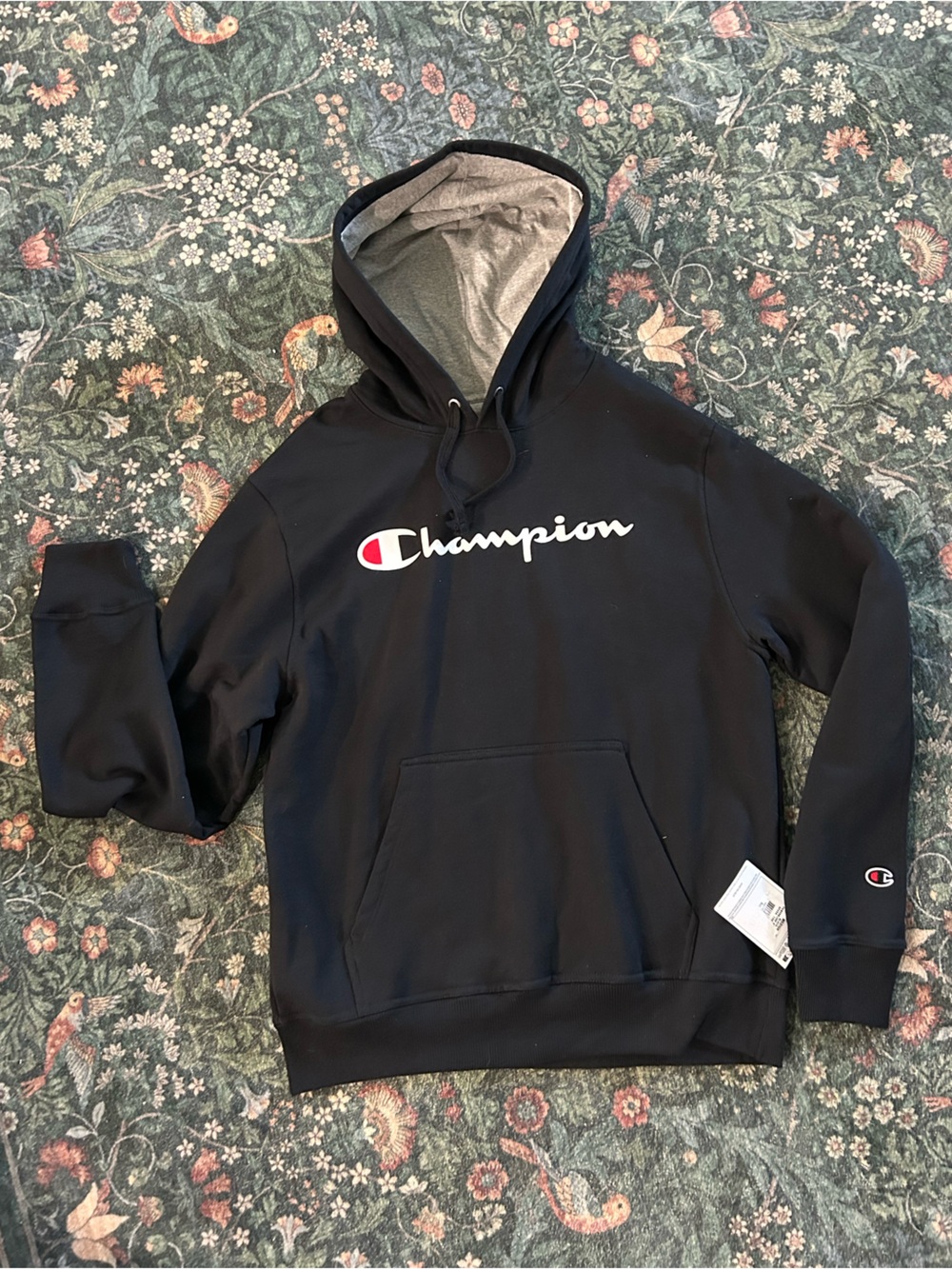 NWT Men’s Fleece Lined Black Champion Hoodie Jacket Pullover